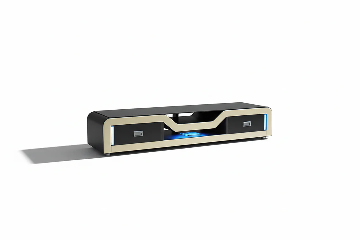 Artia Modern LED TV Stand with Storage - Contemporary Media Console