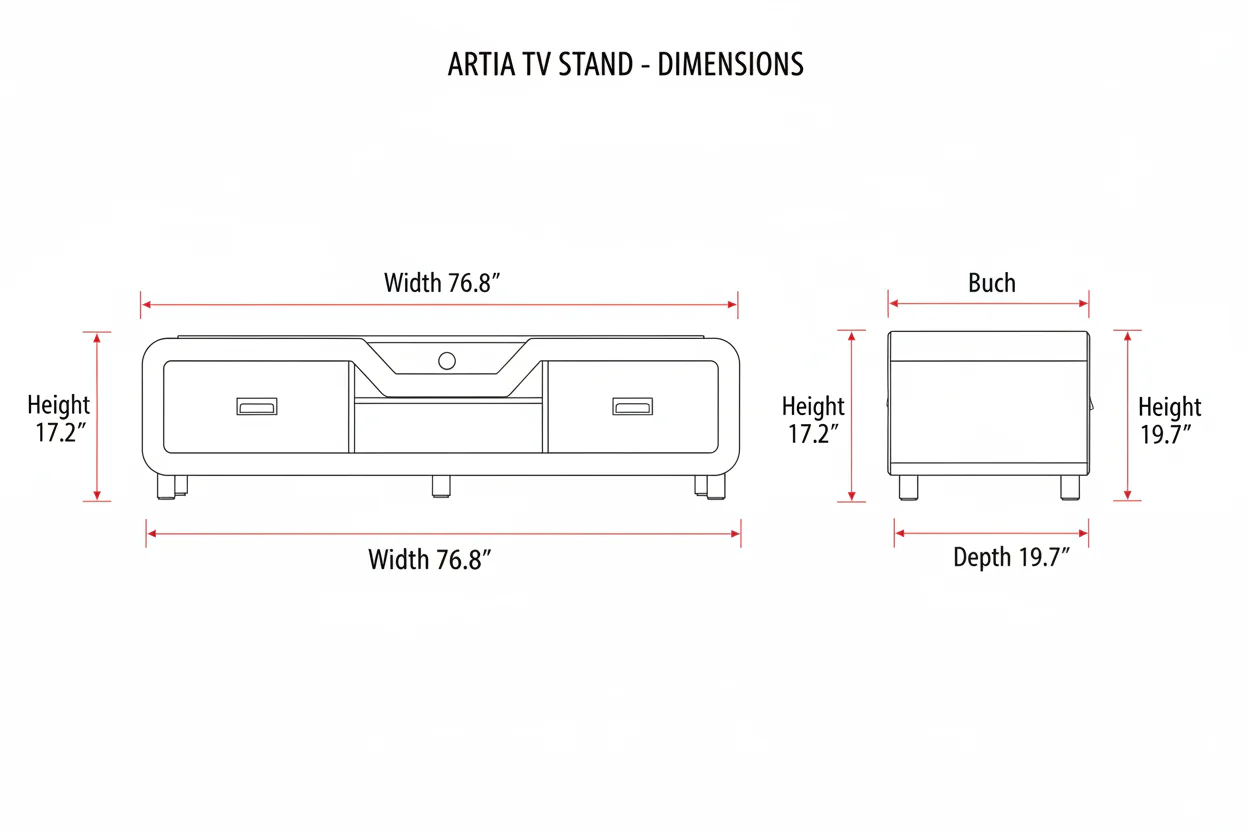 Artia Modern LED TV Stand with Storage - Contemporary Media Console - Image 2