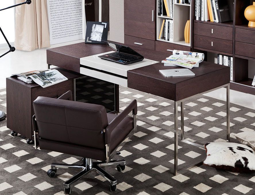 Atlas Modern Brown Oak Cabinet Office Desk - Image 7