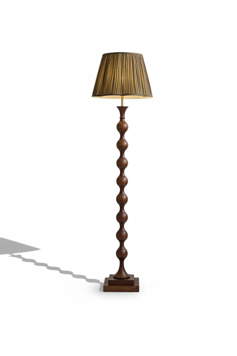 Beaded Wooden Floor Lamp