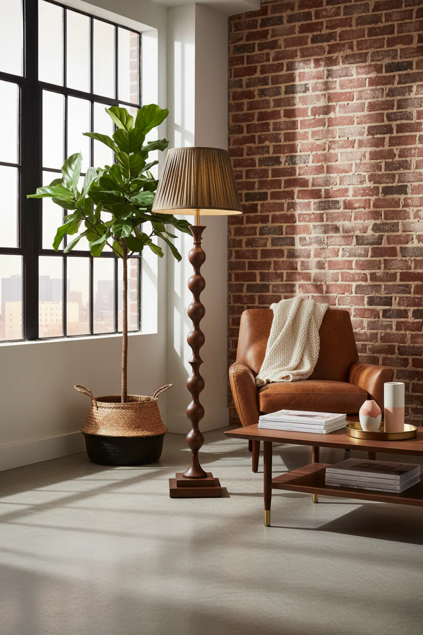 Beaded Wooden Floor Lamp - Image 11