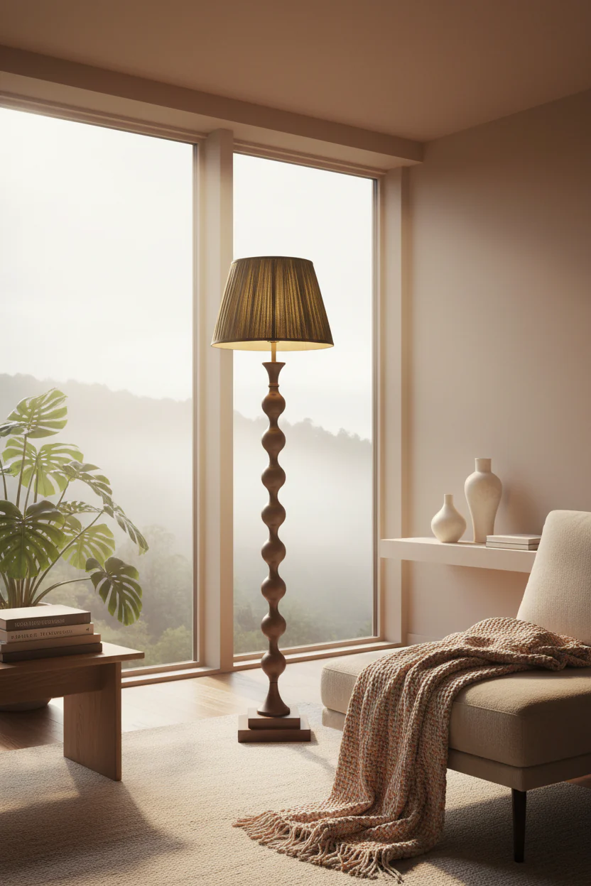 Beaded Wooden Floor Lamp - Image 13