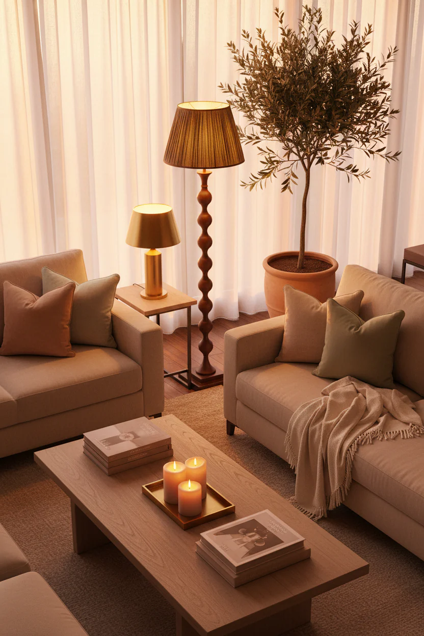 Beaded Wooden Floor Lamp - Image 2