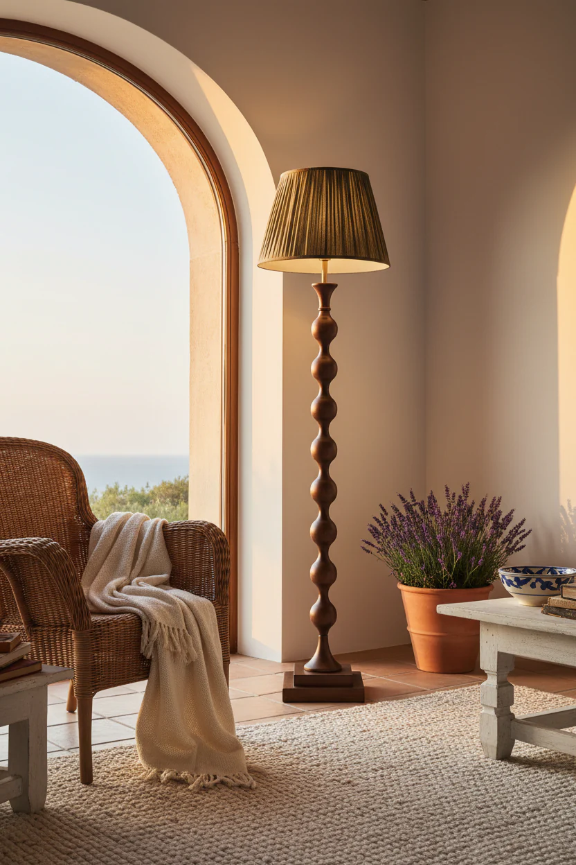 Beaded Wooden Floor Lamp - Image 3