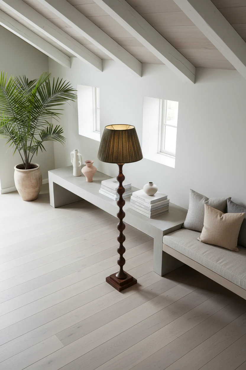 Beaded Wooden Floor Lamp - Image 5