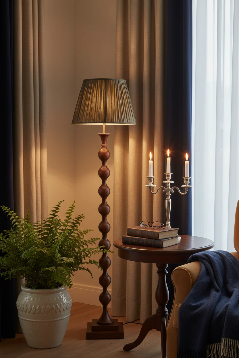 Beaded Wooden Floor Lamp - Image 6