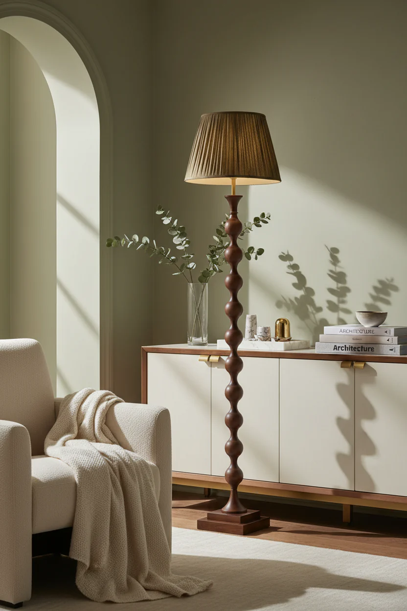 Beaded Wooden Floor Lamp - Image 9