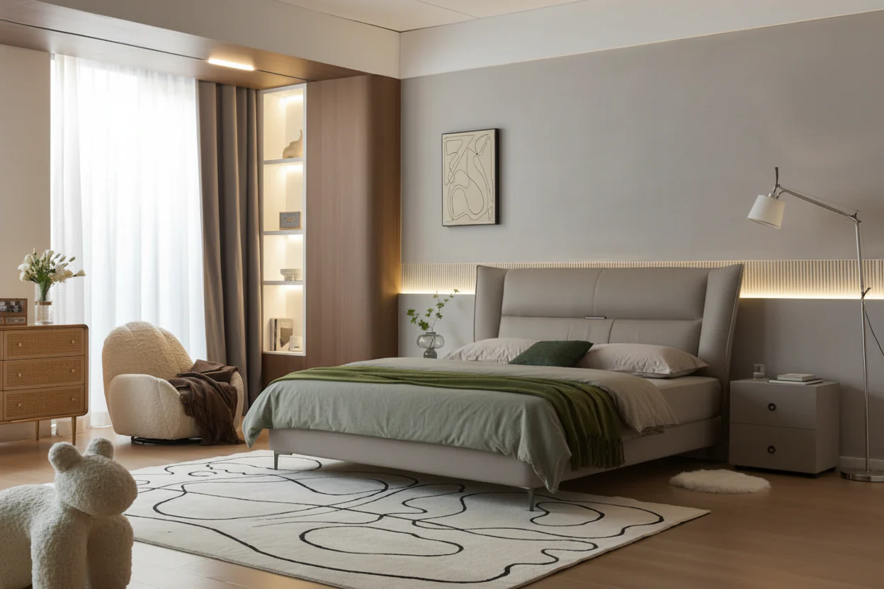 Caitlyn Leather Platform Bed - Image 10