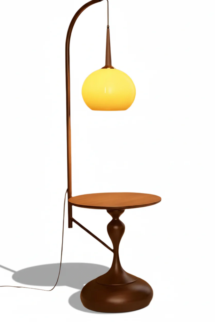 Cantilever Amber Wood Floor Lamp