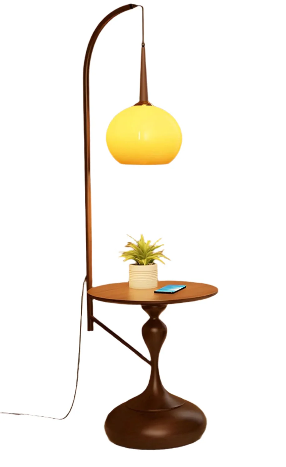 Cantilever Amber Wood Floor Lamp - Image 11