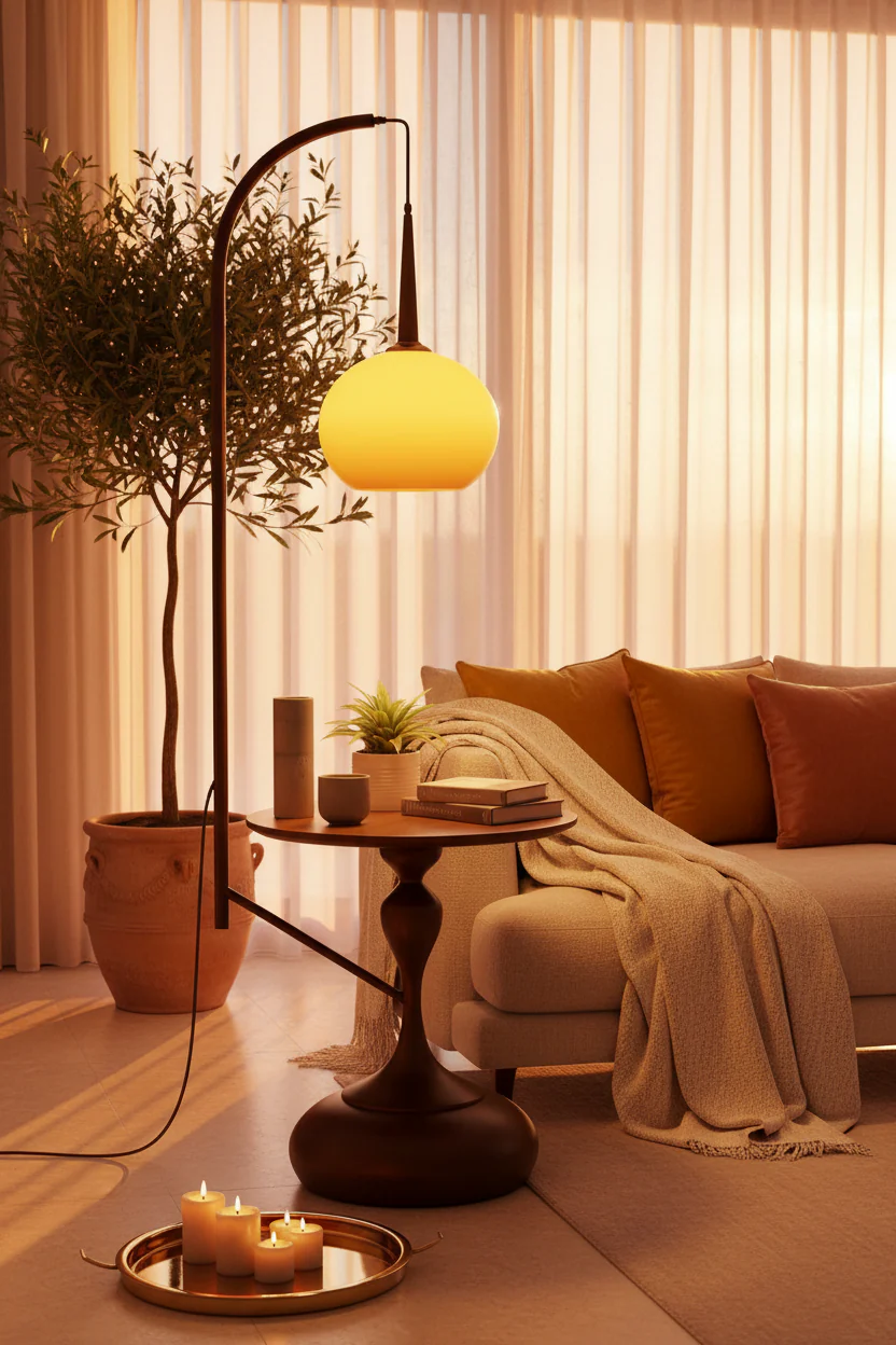 Cantilever Amber Wood Floor Lamp - Image 2