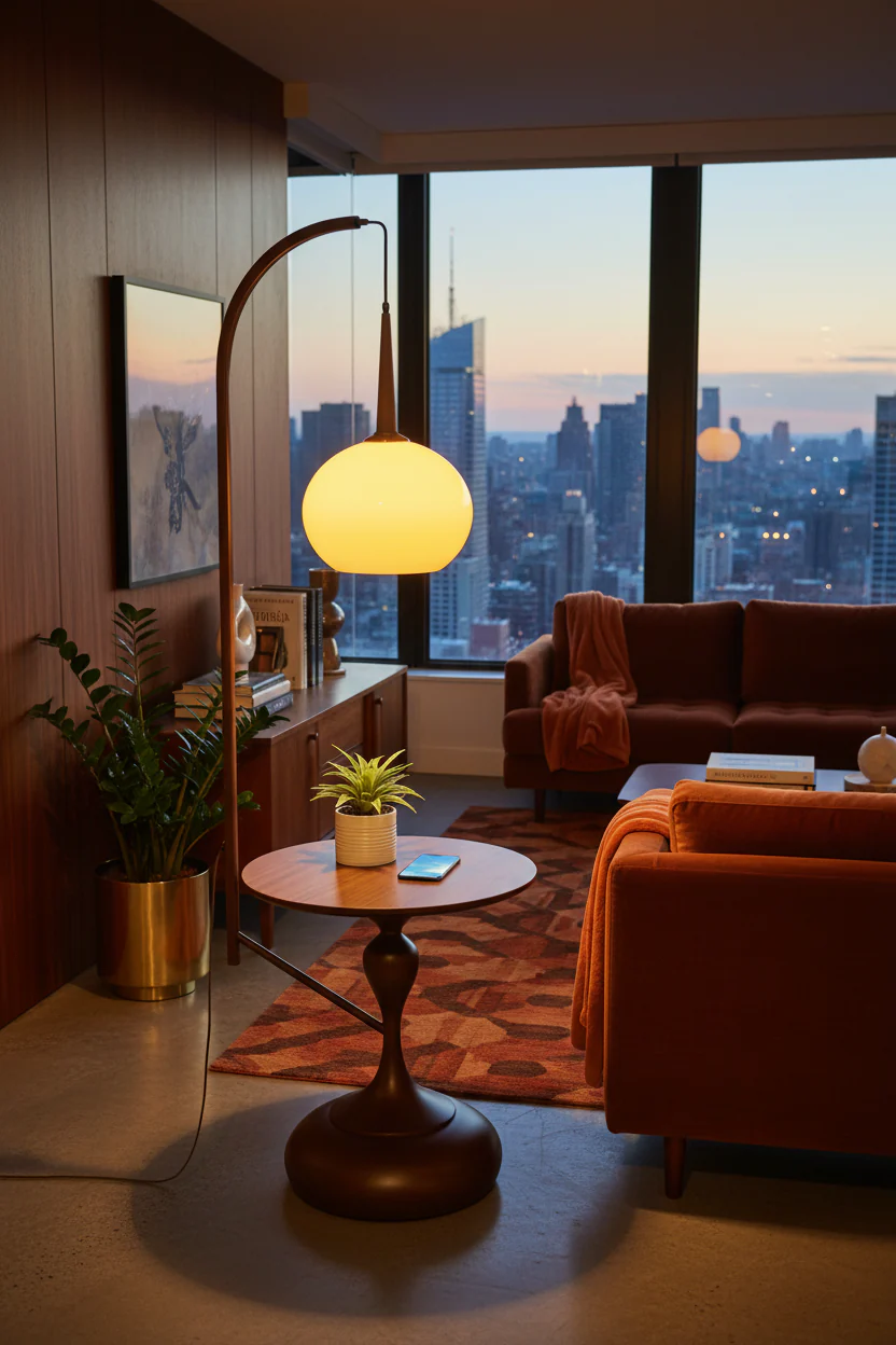 Cantilever Amber Wood Floor Lamp - Image 3