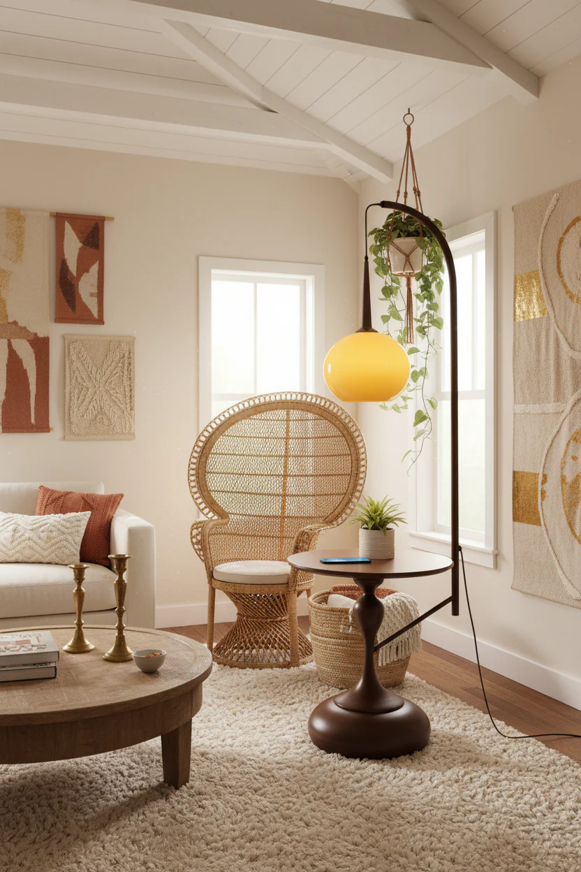 Cantilever Amber Wood Floor Lamp - Image 4