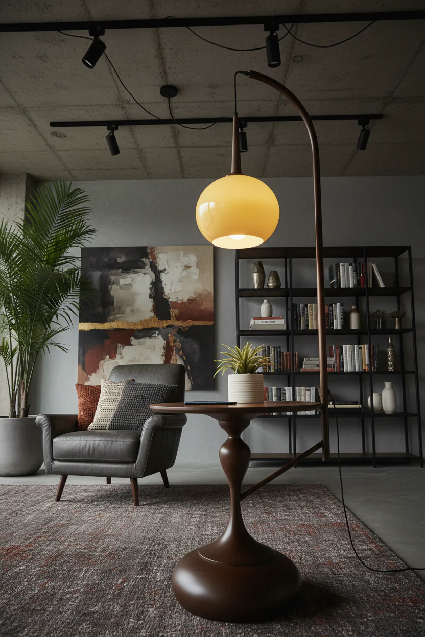 Cantilever Amber Wood Floor Lamp - Image 5