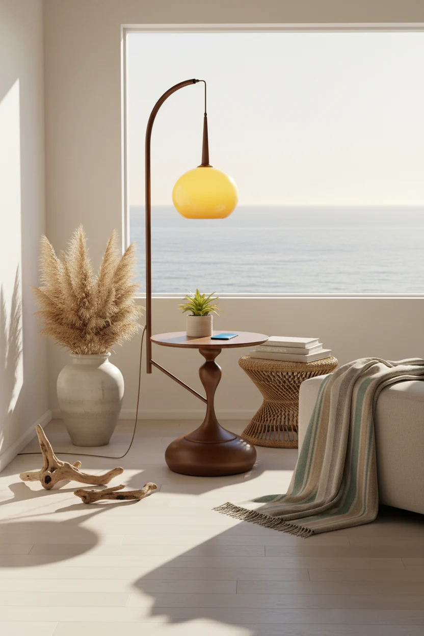 Cantilever Amber Wood Floor Lamp - Image 6