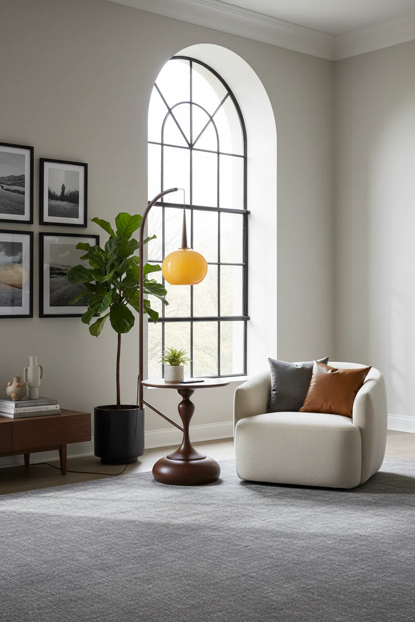 Cantilever Amber Wood Floor Lamp - Image 7