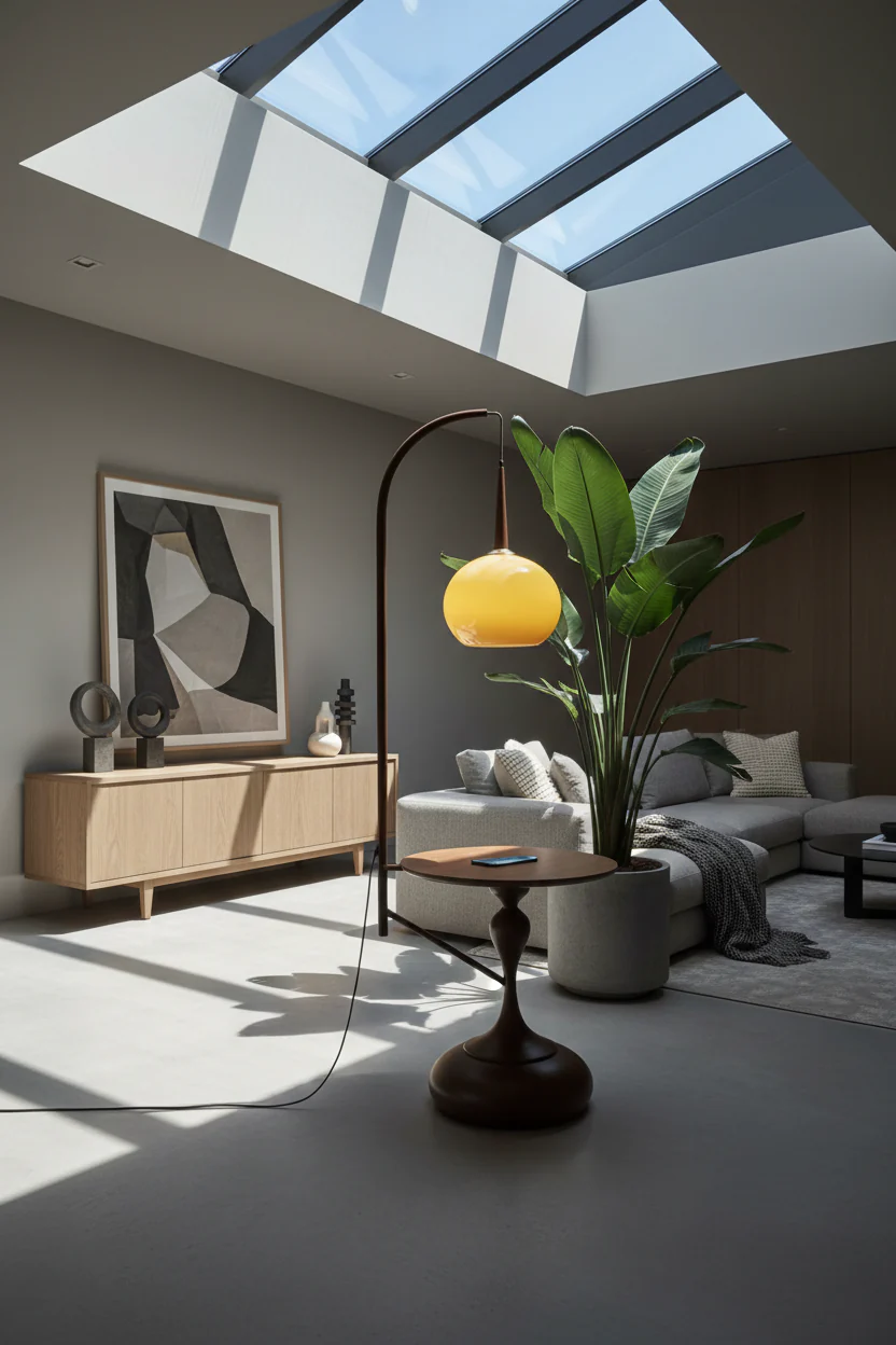Cantilever Amber Wood Floor Lamp - Image 9