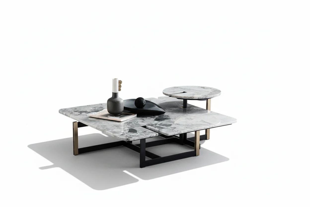 Carrara Marble Coffee Table Set