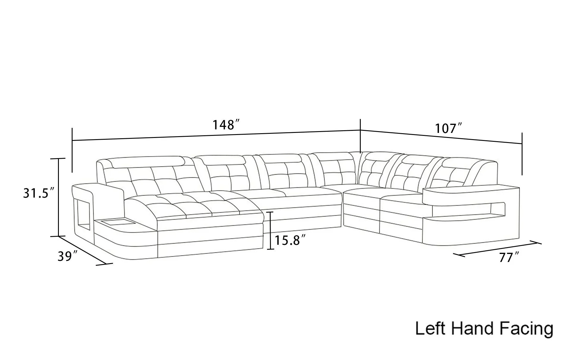 Cosmo LED Sectional Sofa - Image 6
