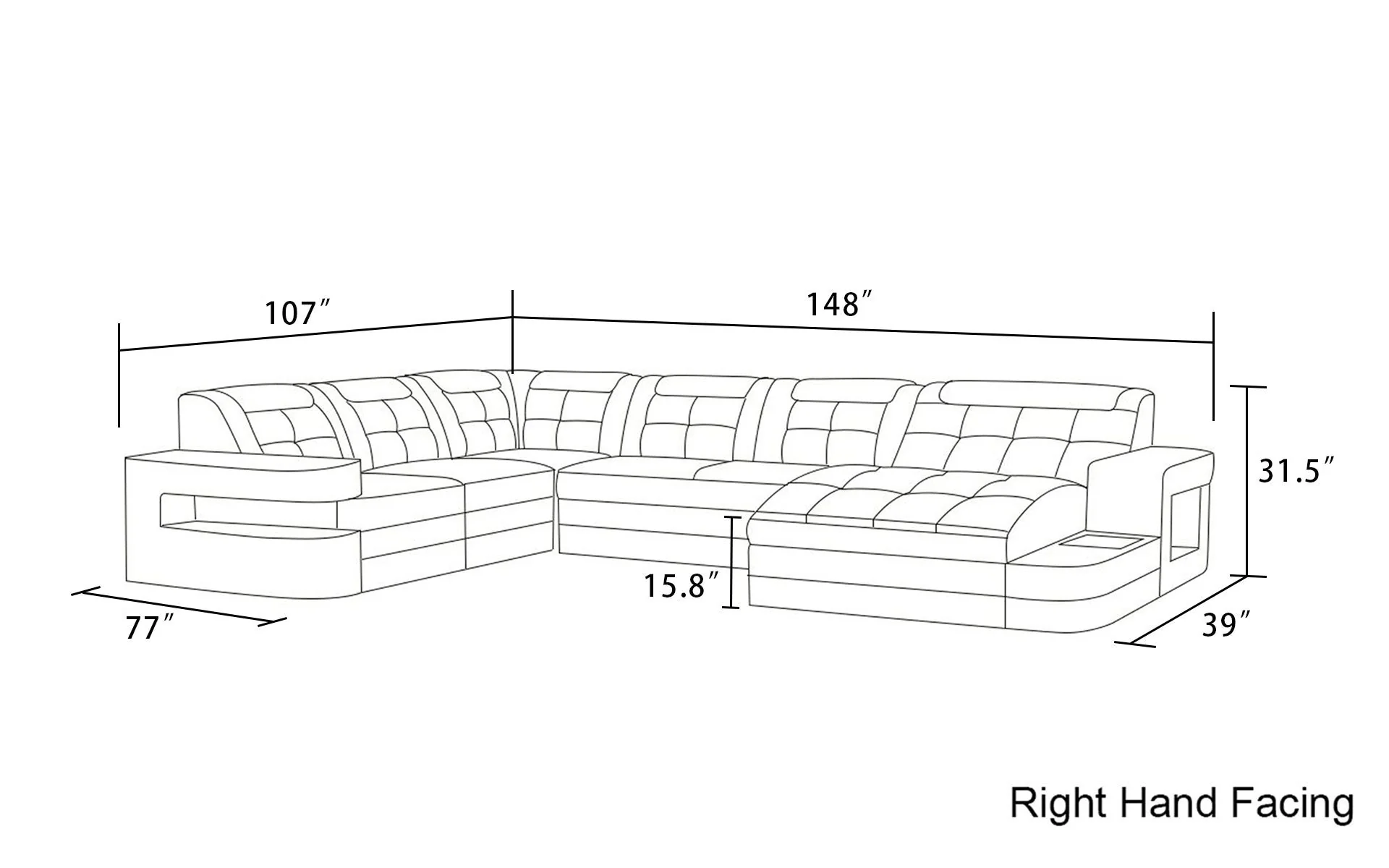 Cosmo LED Sectional Sofa - Image 7