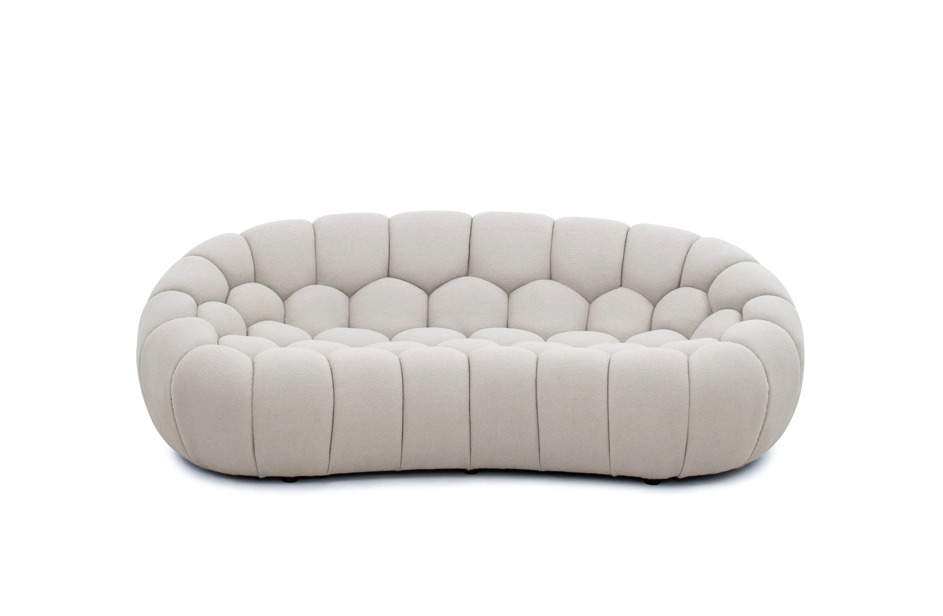 Cozy Cloud Sofa Set - Modern Curved Fabric Loveseat