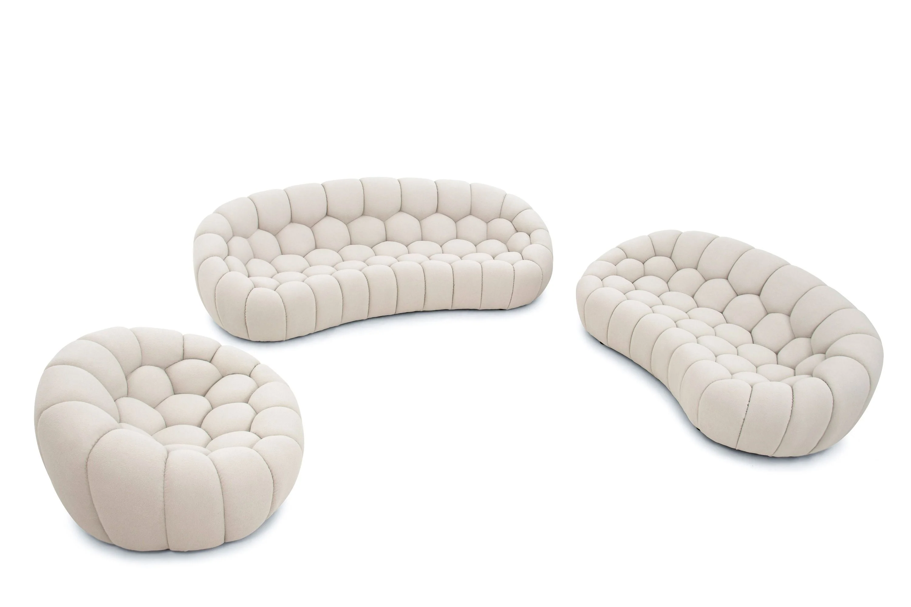 Cozy Cloud Sofa Set - Modern Curved Fabric Loveseat - Image 5