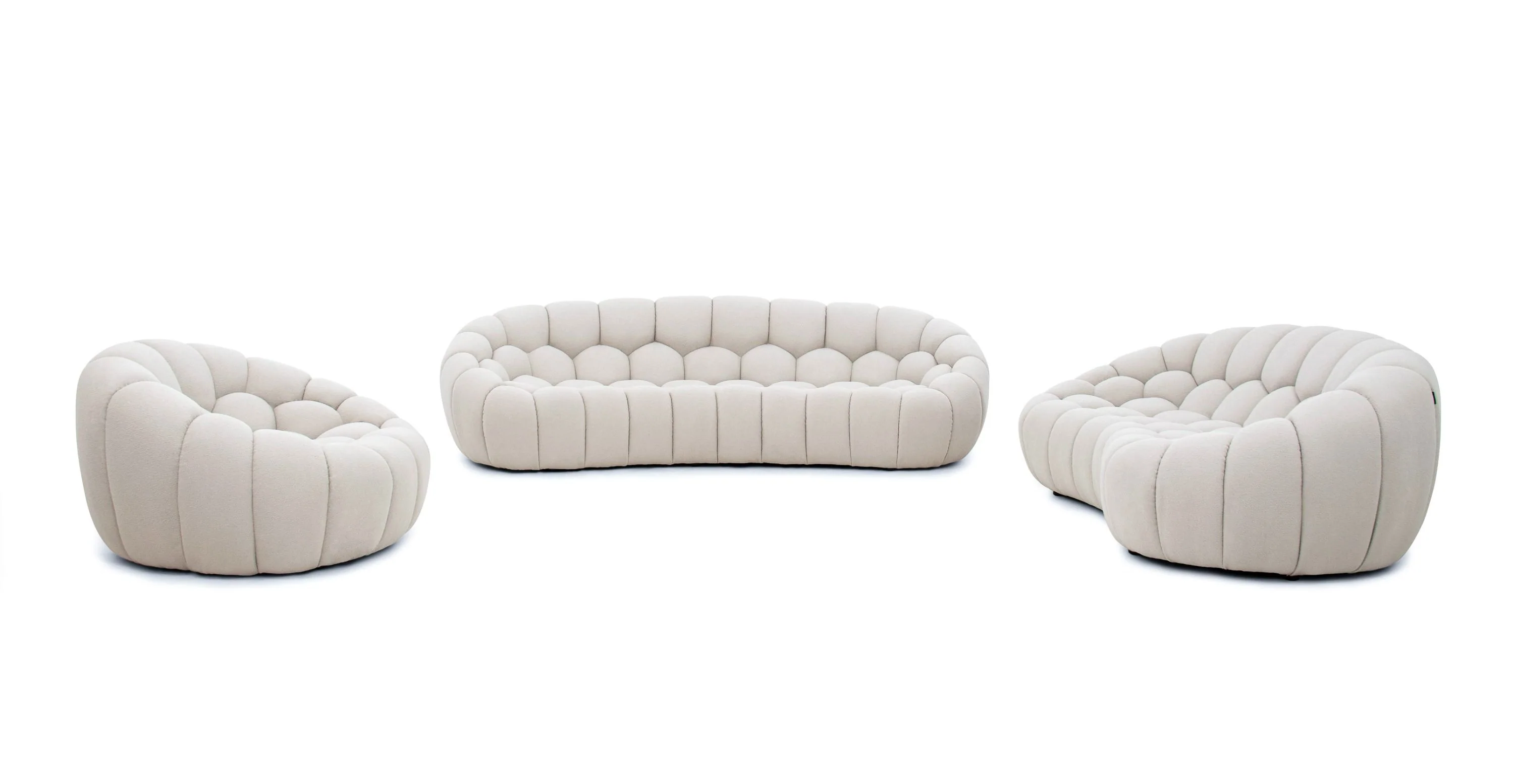 Cozy Cloud Sofa Set - Modern Curved Fabric Loveseat - Image 6
