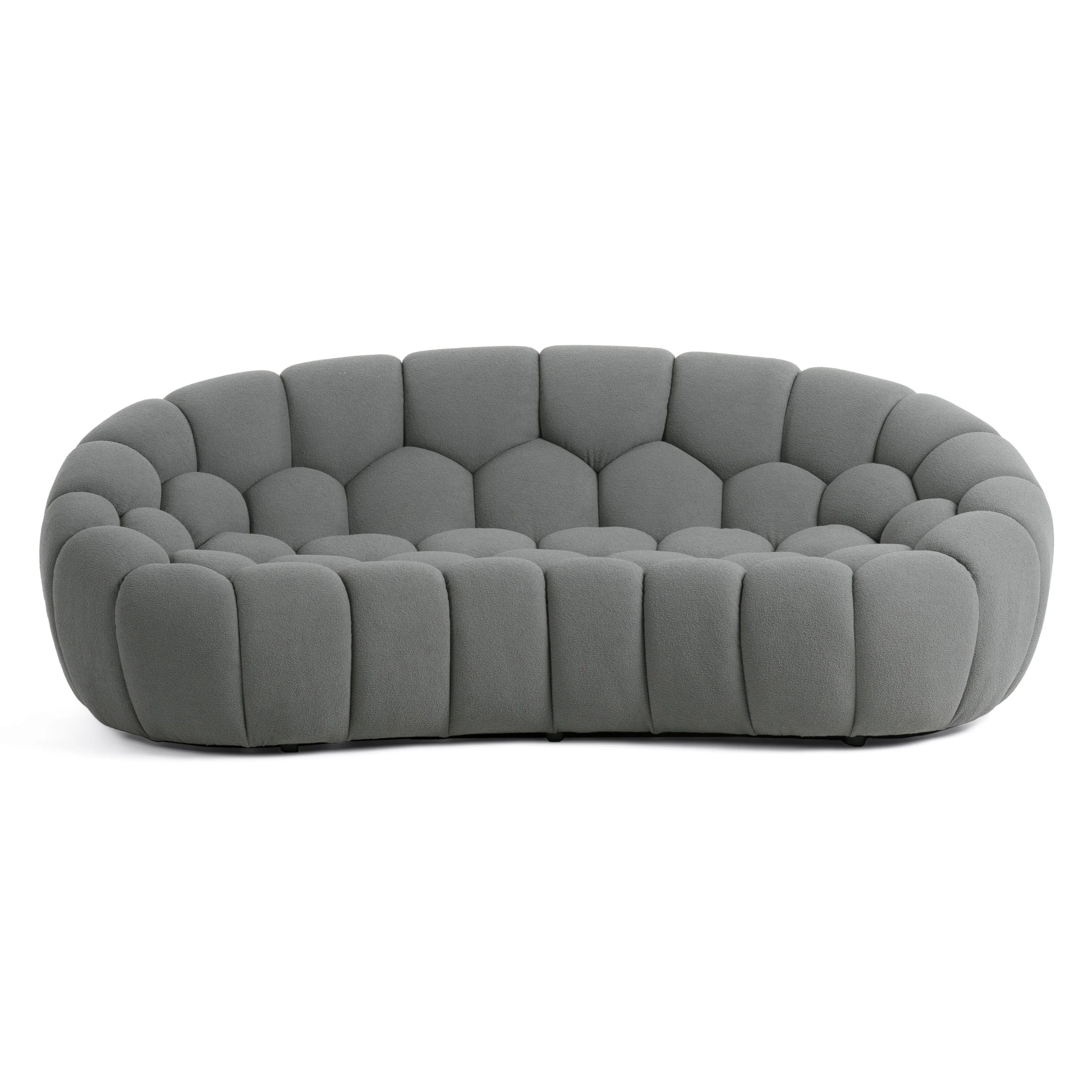 Cozy Cloud Sofa Set - Modern Curved Fabric Loveseat - Image 8