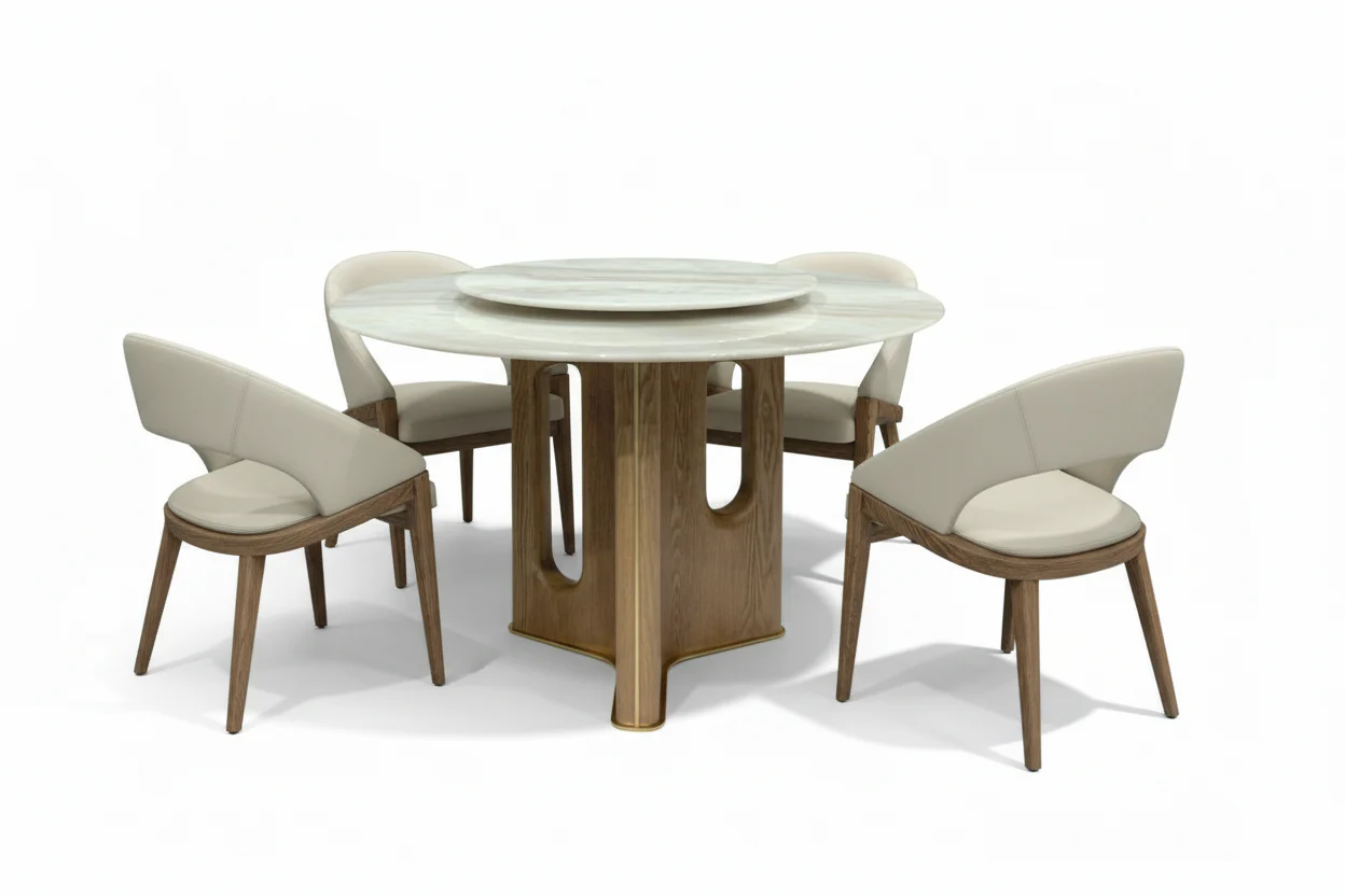 Chestnut Marble Round Dining Table - Image 10