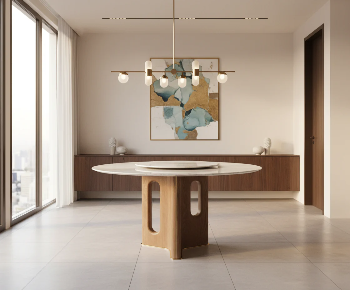 Chestnut Marble Round Dining Table - Image 5