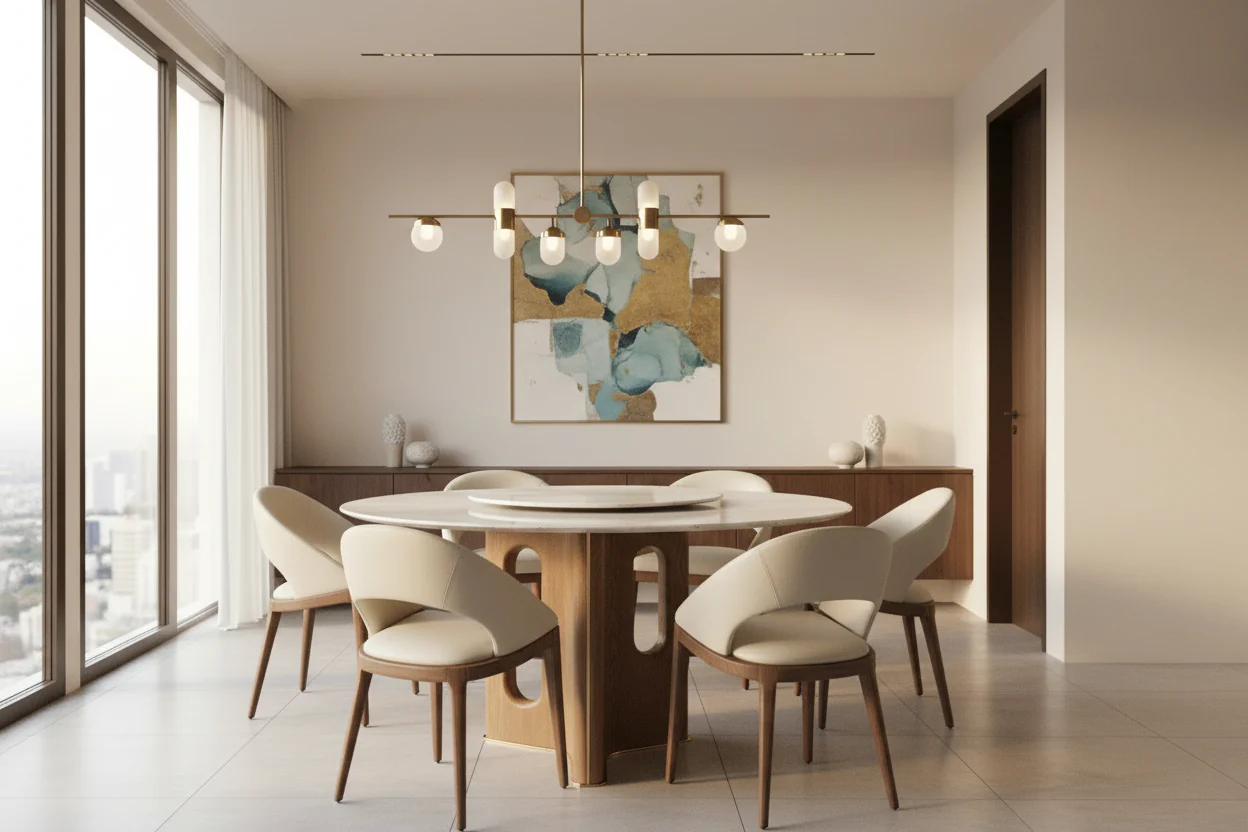 Chestnut Marble Round Dining Table - Image 6