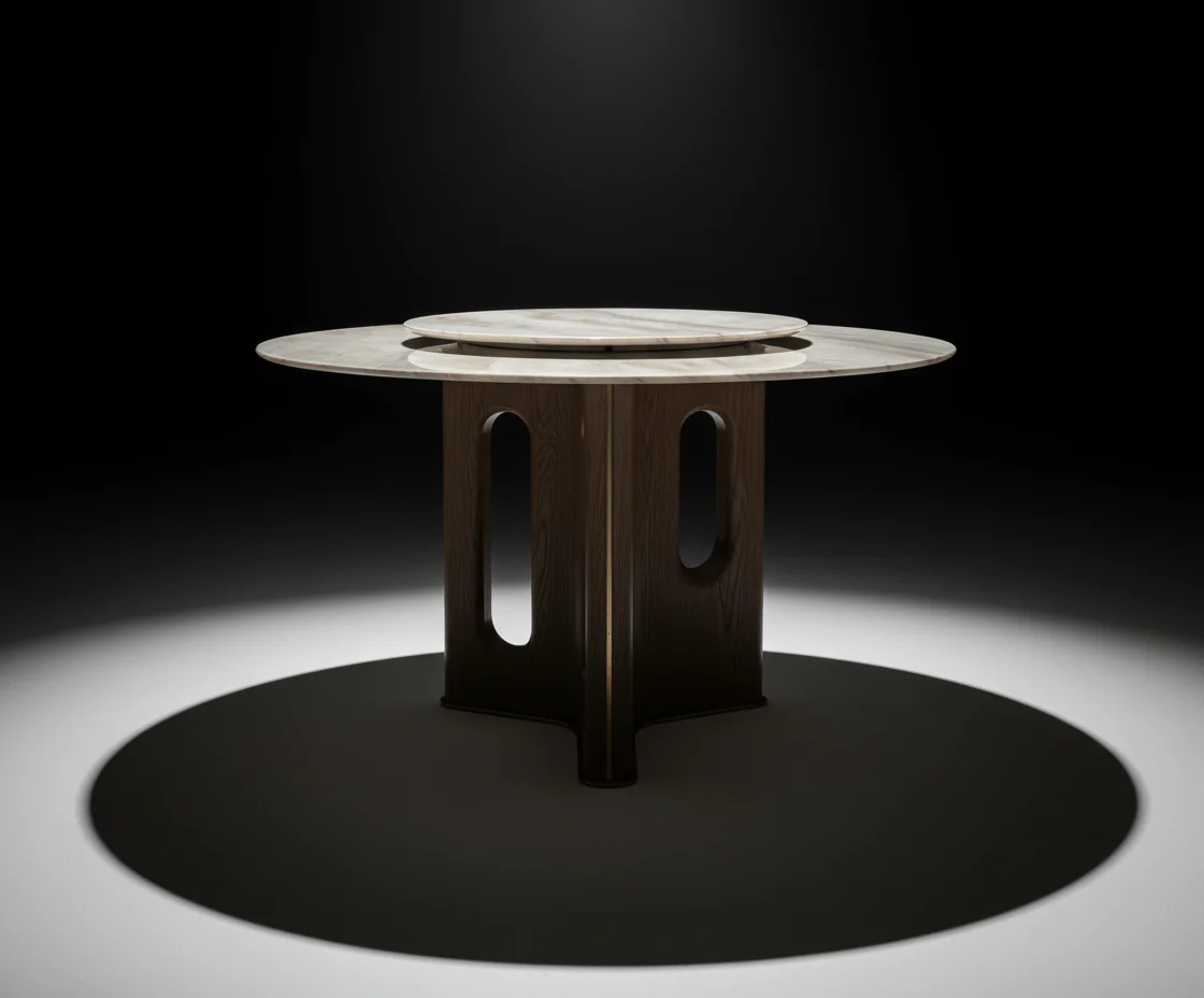 Chestnut Marble Round Dining Table - Image 8