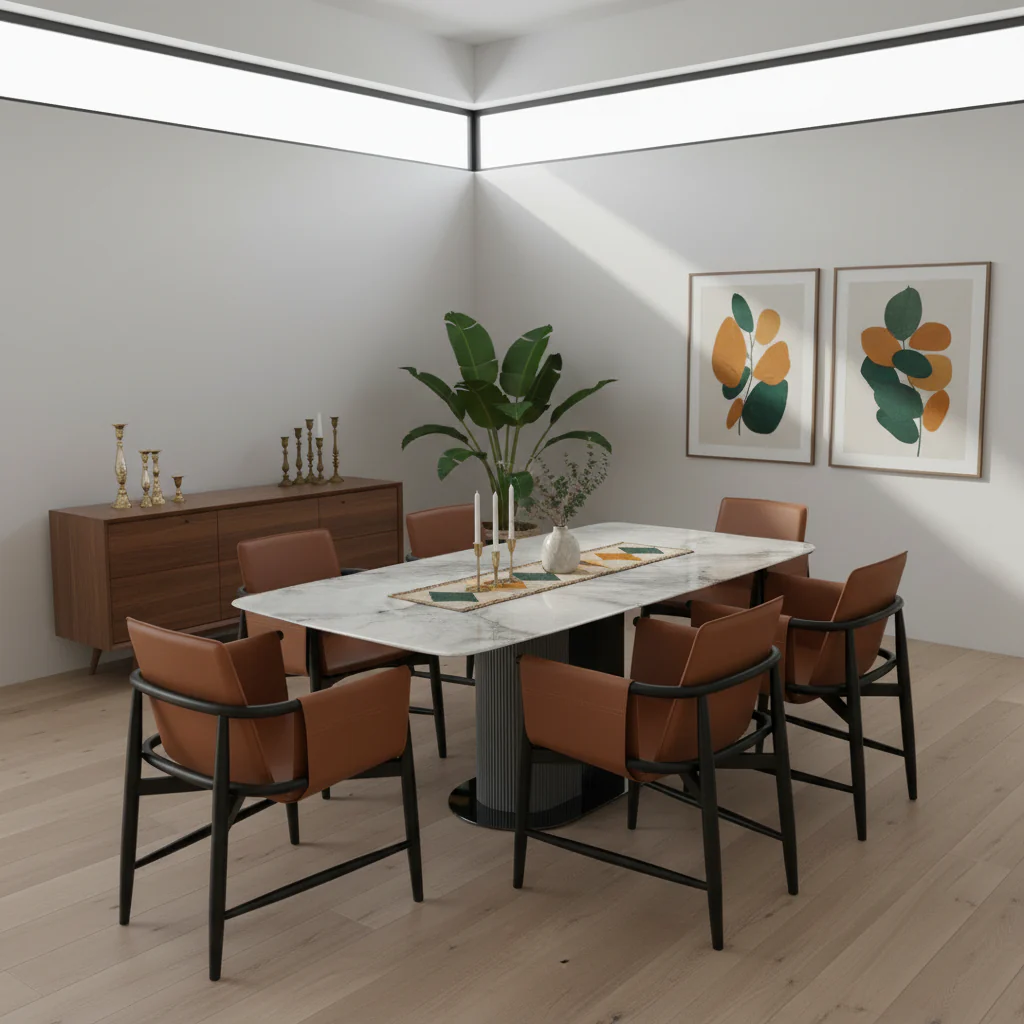 Emperador Grey Rectangular Dining Table - Image 4