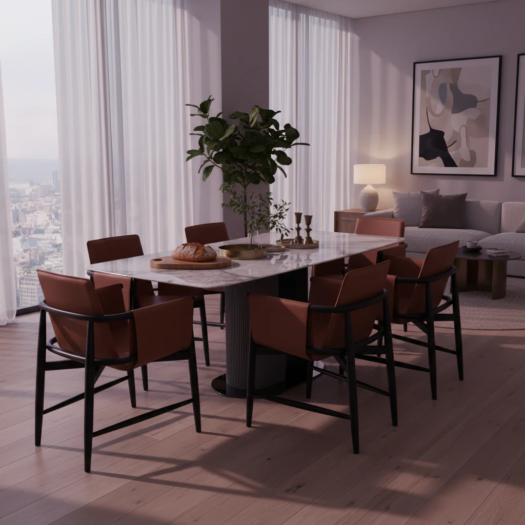Emperador Grey Rectangular Dining Table - Image 6