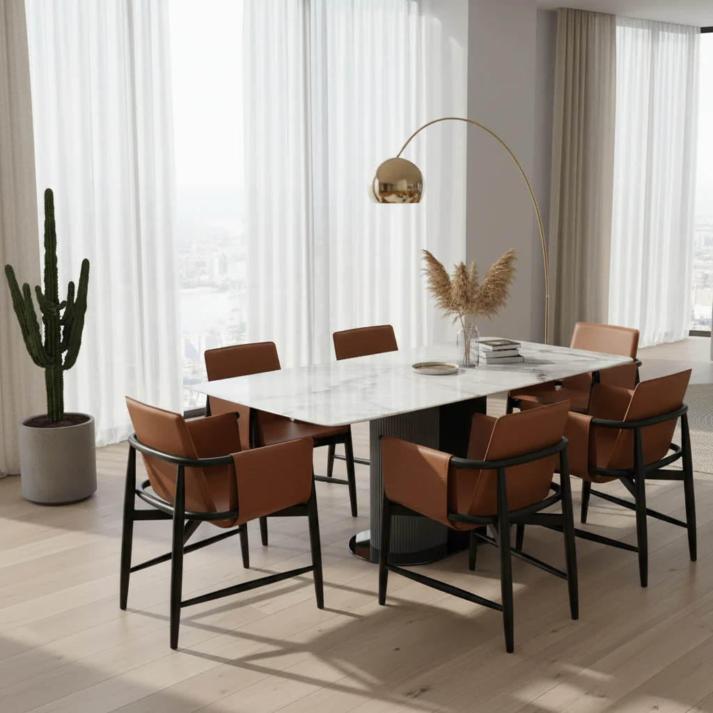 Emperador Grey Rectangular Dining Table - Image 7