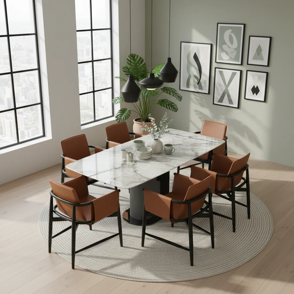 Emperador Grey Rectangular Dining Table - Image 8