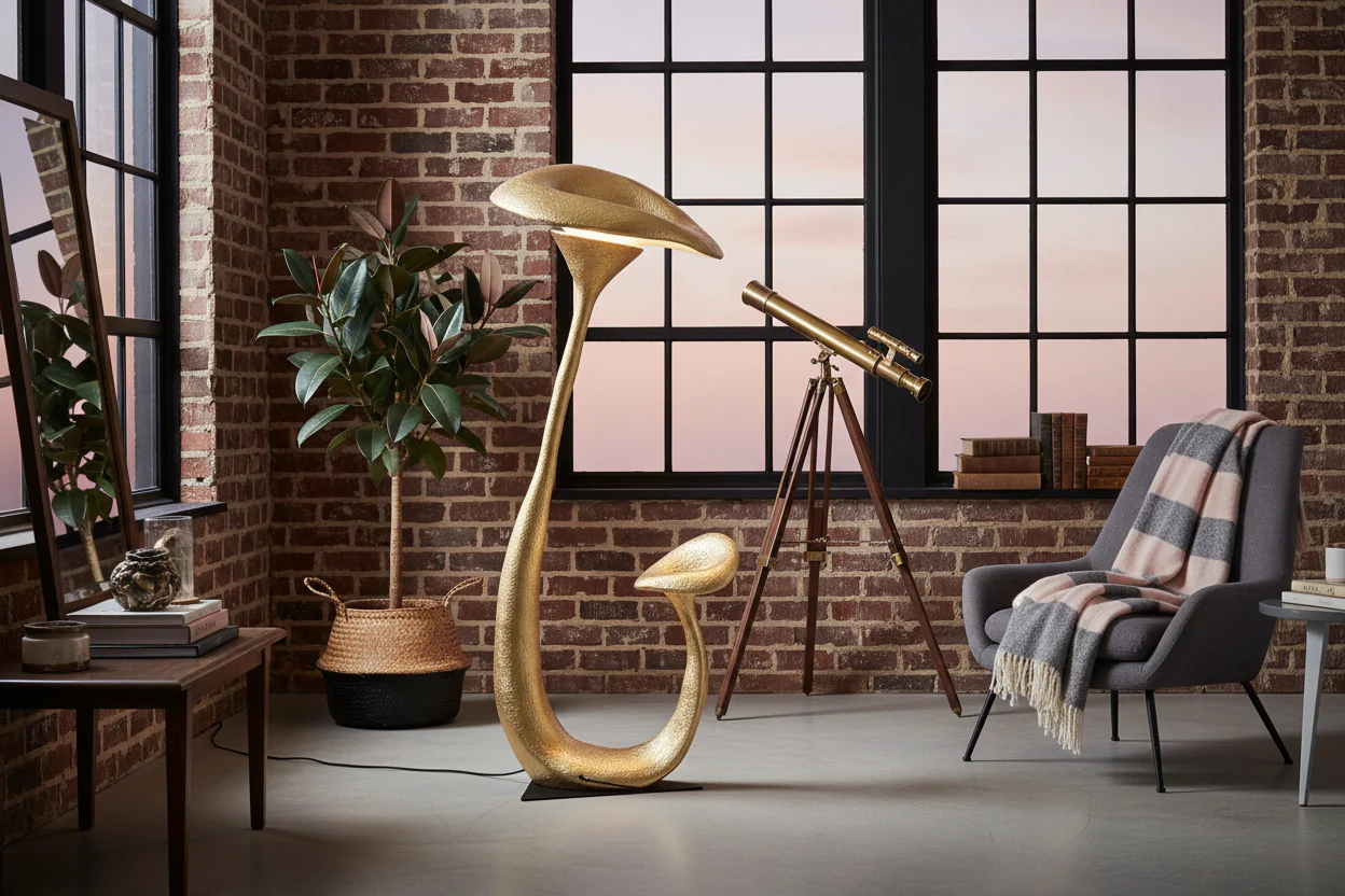 Golden Mushroom Floor Lamp - Image 3