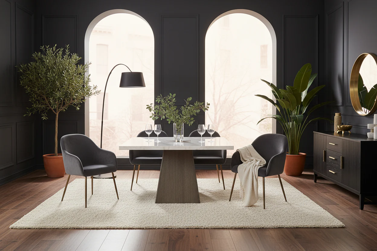 Grasten Counter Height Dining Table – Marble & Dark Walnut - Image 3