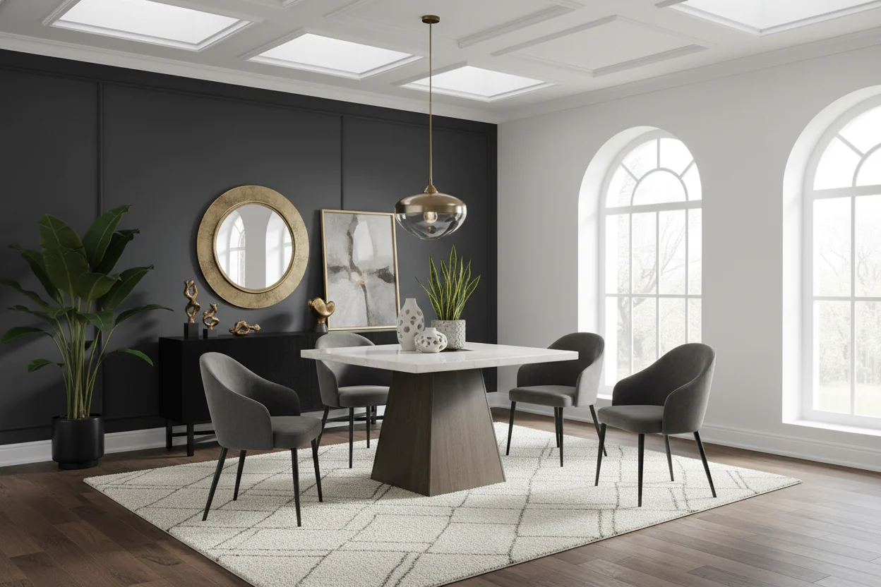 Grasten Counter Height Dining Table – Marble & Dark Walnut - Image 4