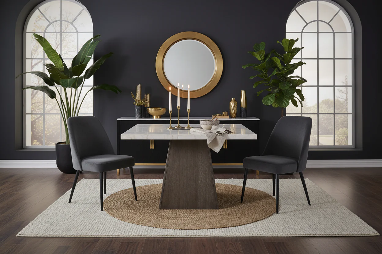Grasten Counter Height Dining Table – Marble & Dark Walnut - Image 5