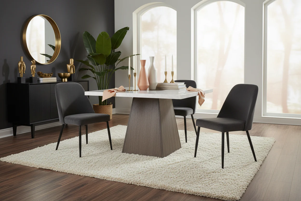 Grasten Counter Height Dining Table – Marble & Dark Walnut - Image 6