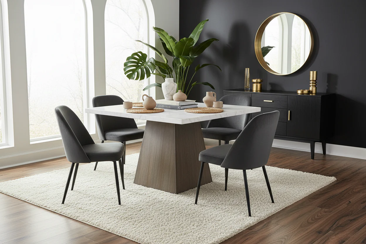 Grasten Counter Height Dining Table – Marble & Dark Walnut - Image 7