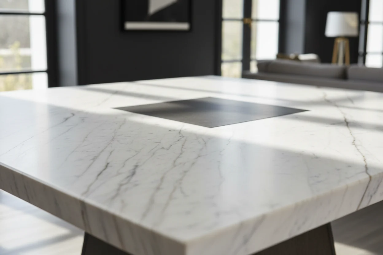 Grasten Counter Height Dining Table – Marble & Dark Walnut - Image 9