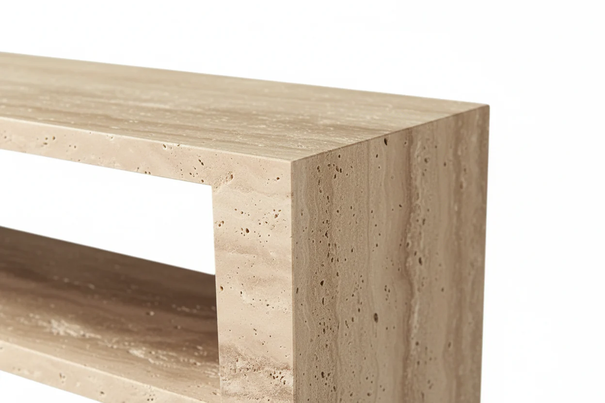 Gypsophila Travertine Large Rectangle Side Table - Image 16