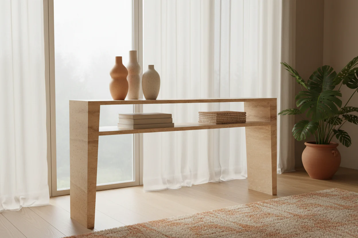 Gypsophila Travertine Large Rectangle Side Table - Image 5