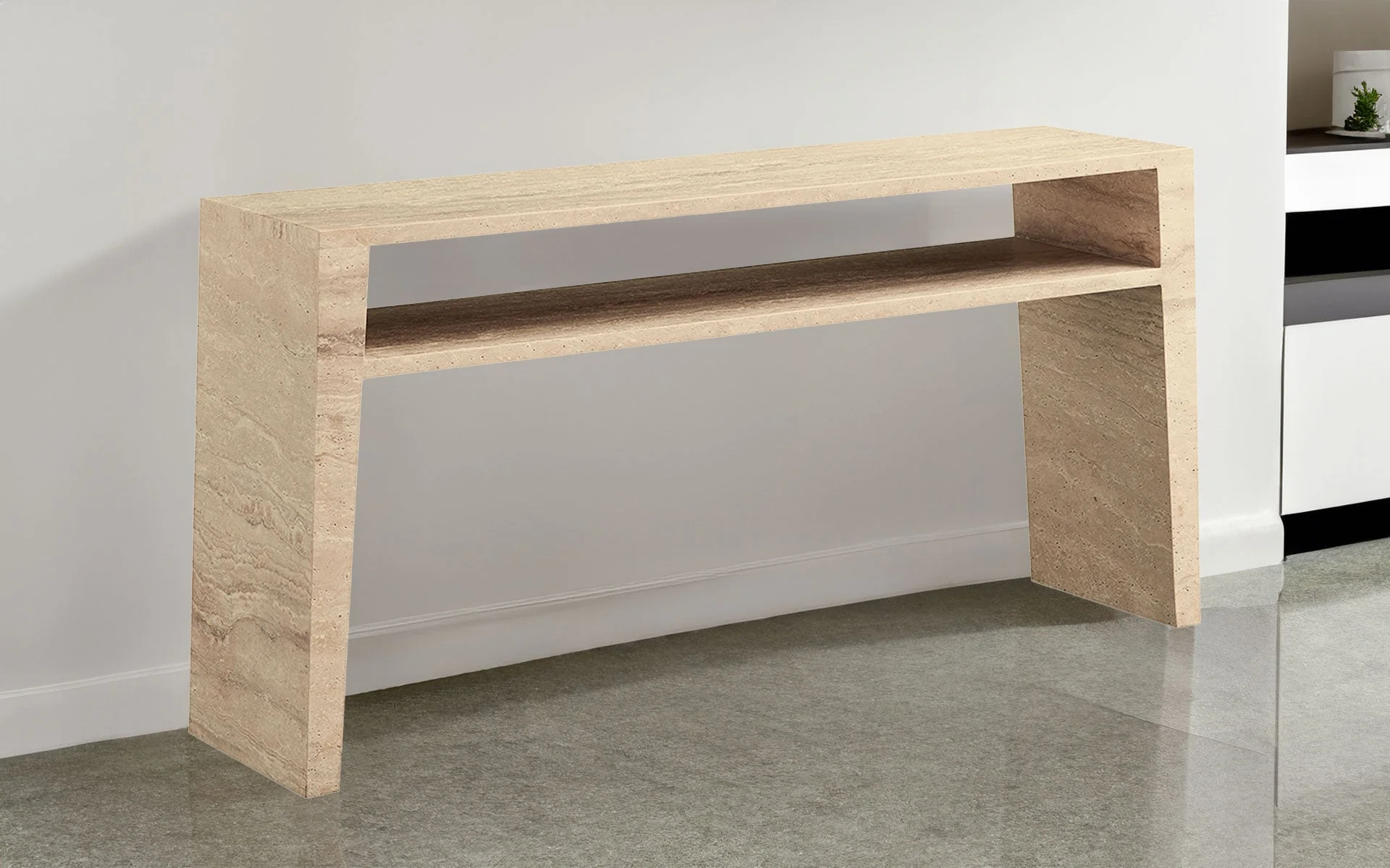 Gypsophila Travertine Large Rectangle Side Table - Image 8