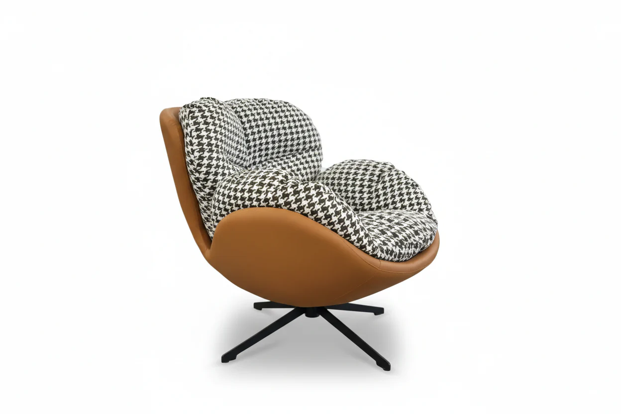 Houndstooth Haven Swivel Accent Chair