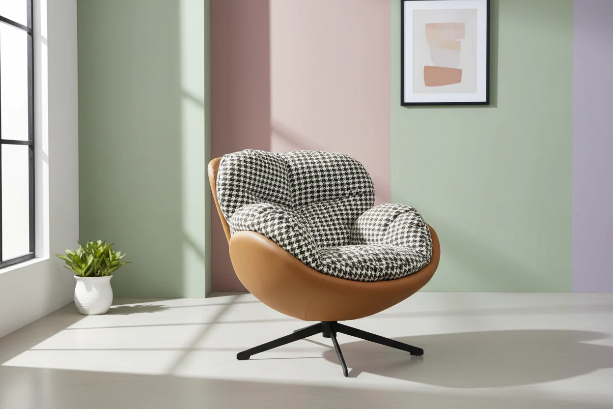 Houndstooth Haven Swivel Accent Chair - Image 11