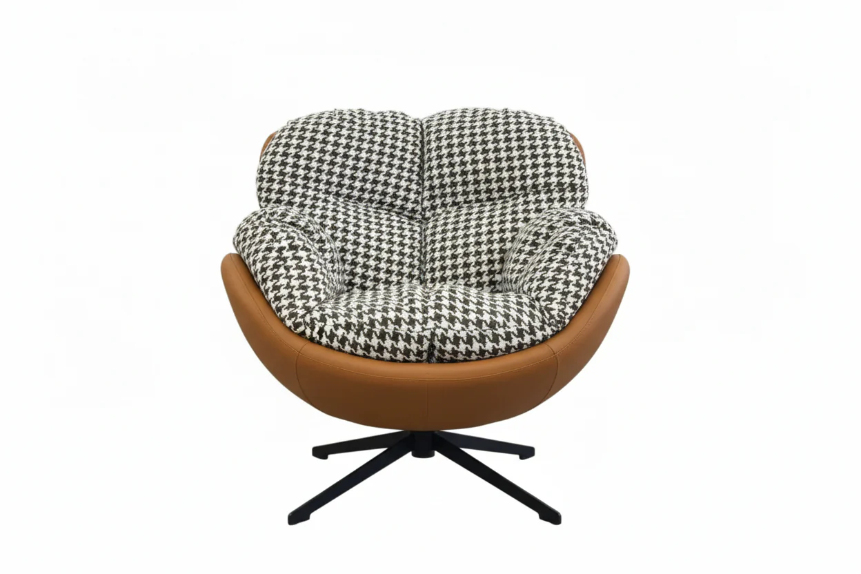 Houndstooth Haven Swivel Accent Chair - Image 12