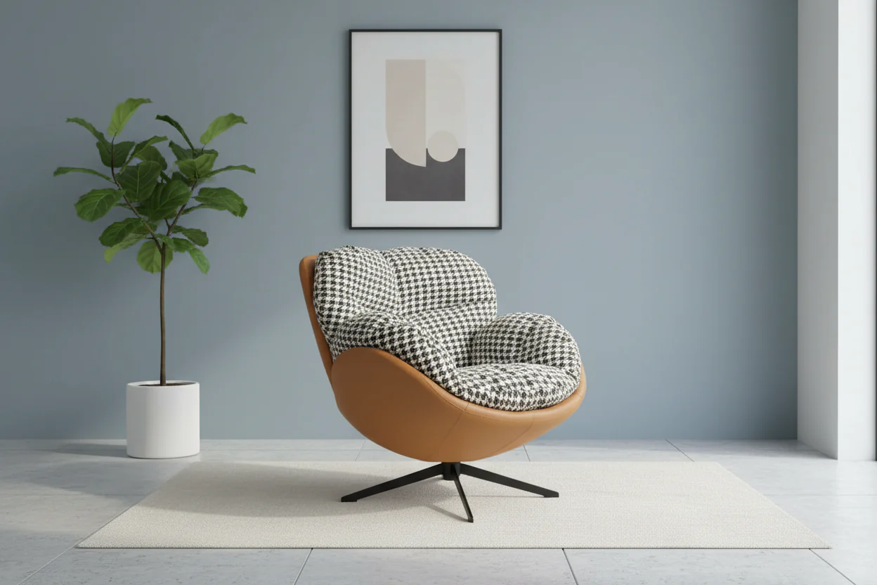 Houndstooth Haven Swivel Accent Chair - Image 15